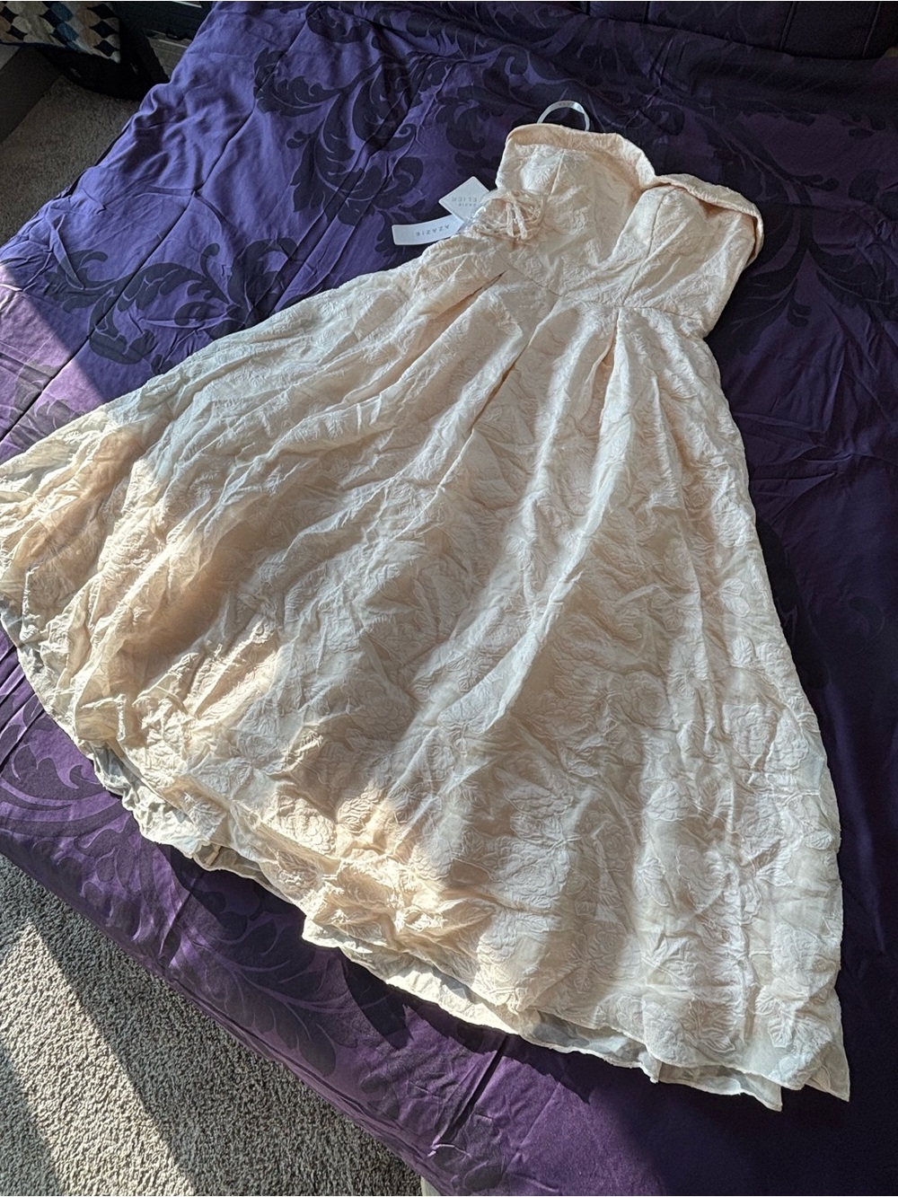 Azazie Cream Strapless Formal Dress